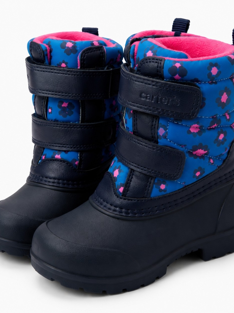 CARTER'S GIRL'S FLORAL WINTER BOOTS - Navy with Pink Florals - SIZE 9 NWT